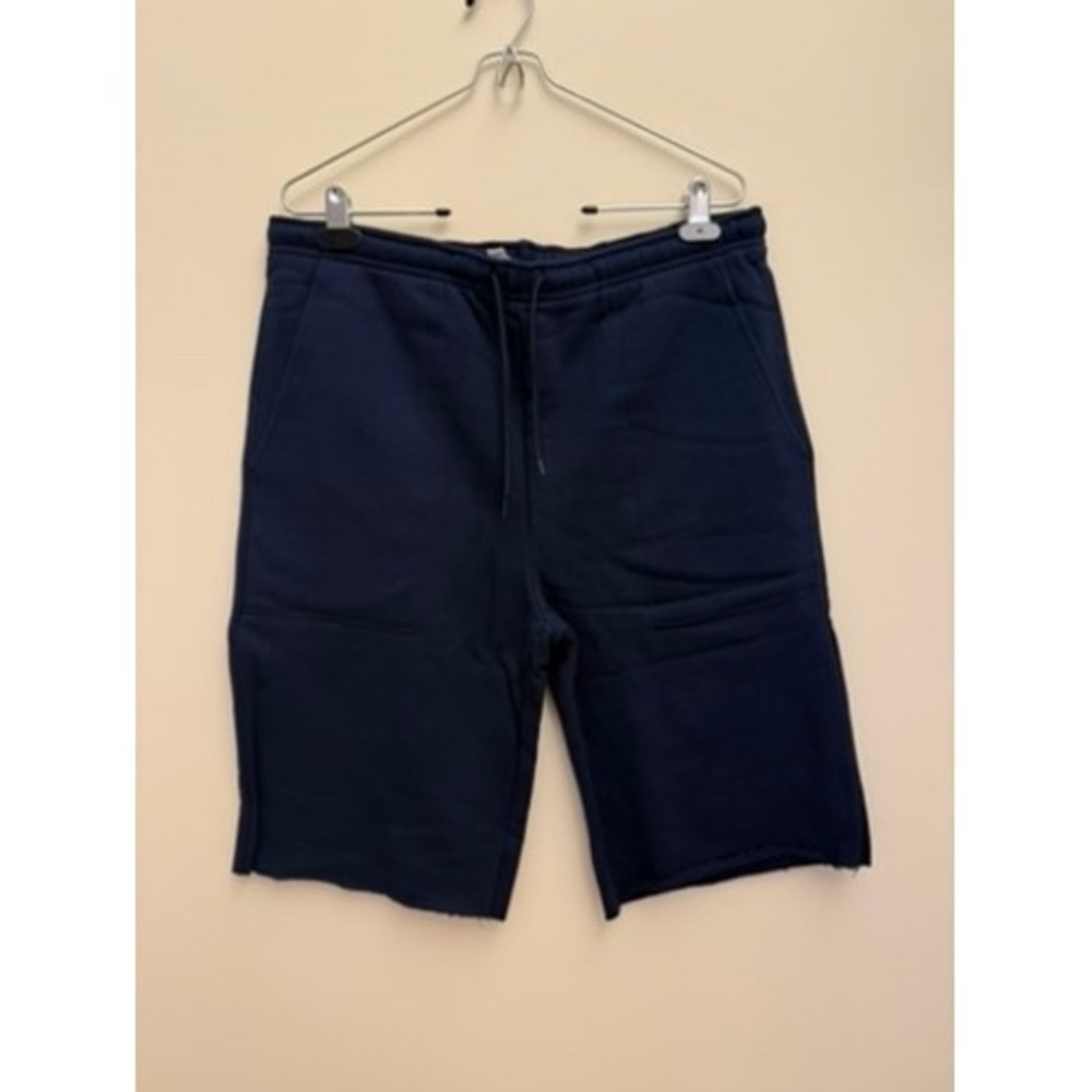 American Apparel Mens Navy Blue Fleece Sweat Shorts Raw Hem Size Large L